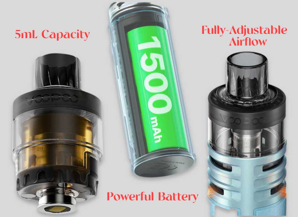 Voopoo Drag H40 Battery, Capacity & Airflow