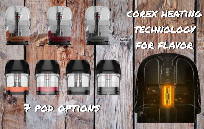 Vaporesso Luxe Q2 Pod Options & COREX Heating Technology