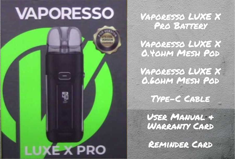 Vaporesso Luxe X Pro Pod System Package