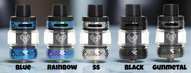 Horizon Sakerz Master Tank pictured in multiple color options, including Black, Stainless Steel, Blue, and Rainbow, showcasing its exquisite etched design, precision machining, and premium metallic finish.