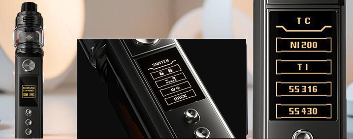 Close-up of the VOOPOO Drag 4 Mod's control face, highlighting the dedicated multi-function switch and the display showing the active ECO mode or Temperature Control (TC) mode.