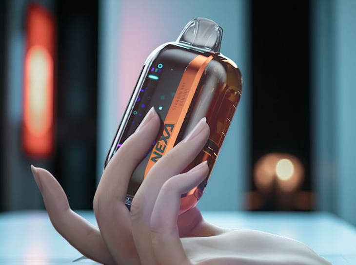 Image depicting the Vaporesso NEXA ULTRA, highlighting its innovative internal structure and slim, ergonomic design. The visual emphasizes the comfortable hand-fit and the device’s compact profile, which allows for increased puff capacity.