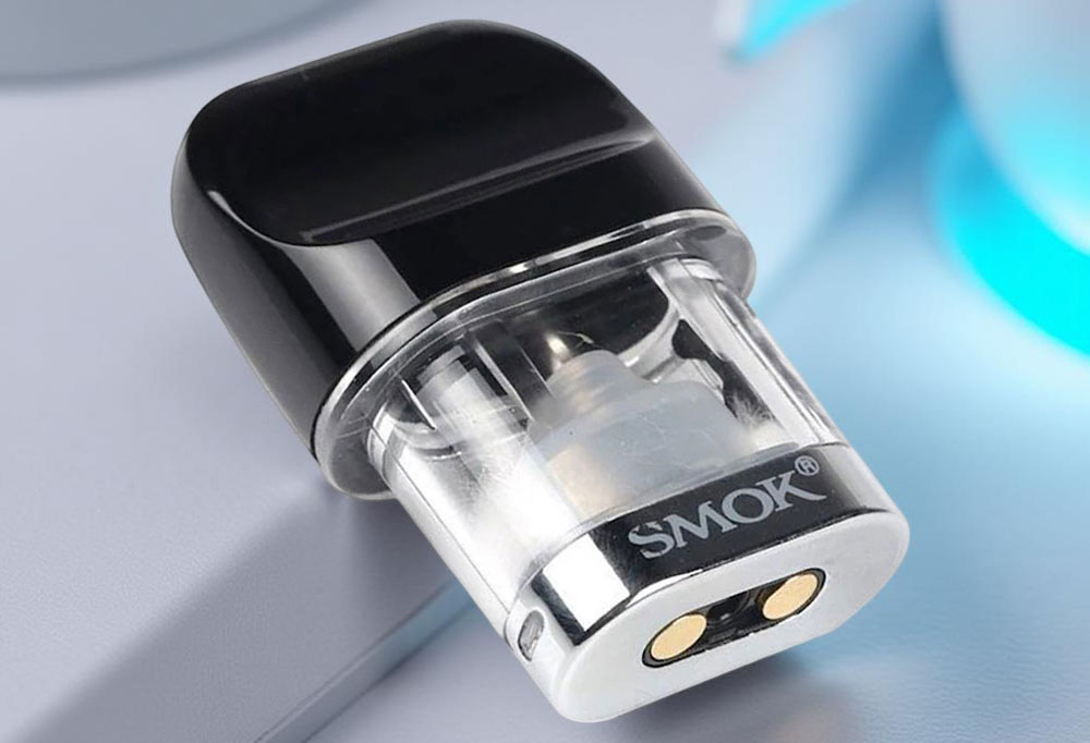 Close-up image of a single SMOK Novo 3 Mesh 0.8Ω Pod, highlighting the integrated coil, side-fill port, and whistle-shaped mouthpiece.