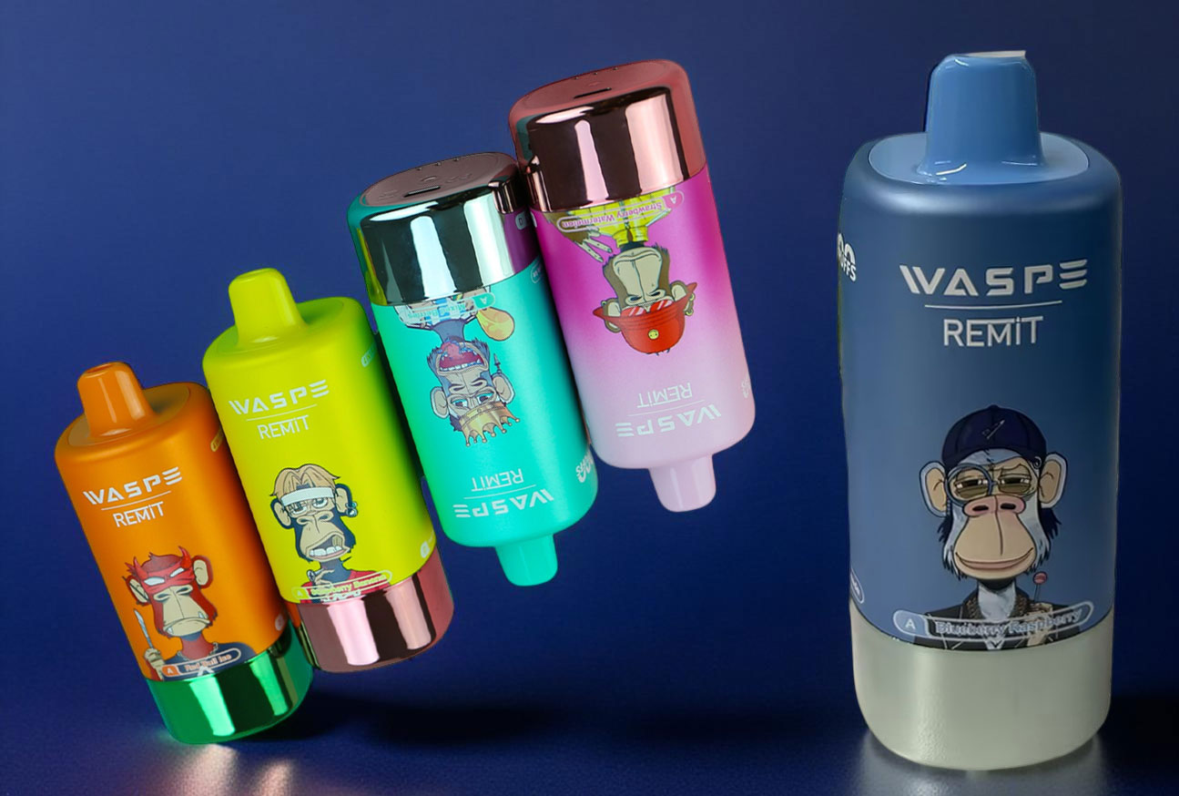 Image displaying a variety of the 11 flavor options available for the WASPE & Remit 4-in-1 100K Disposable Vape, which features four switchable flavor pods for a total of 100,000 puffs