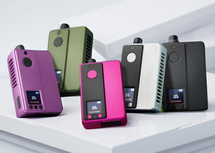 Alt TextA side-by-side showcase of the Vaperz Cloud SAN AIO Boro Box Mod Kit in various color options, highlighting the sleek aircraft-grade aluminum bodies, the prominent circular fire buttons, and the bright digital displays clearly showing the current wattage and settings.