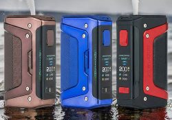 Geekvape Aegis Legend 5 200W Mod Only sitting at the edge of the ocean indicating it is waterproof
